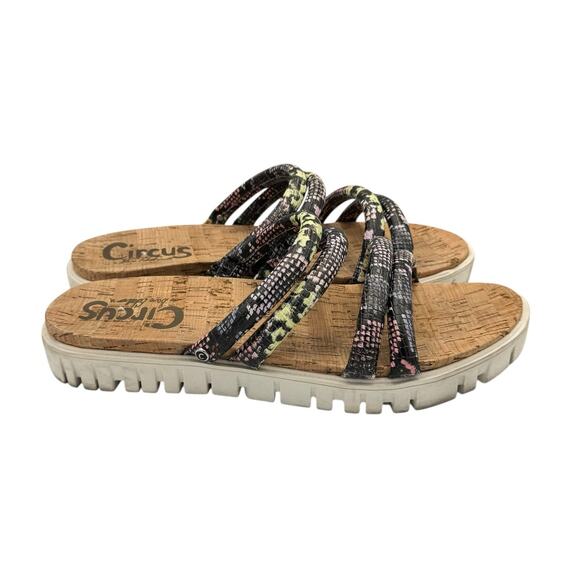 Circus by Sam Edelman Narina Faux Leather Bright Python Snake Platform Sandals - Picture 6 of 10